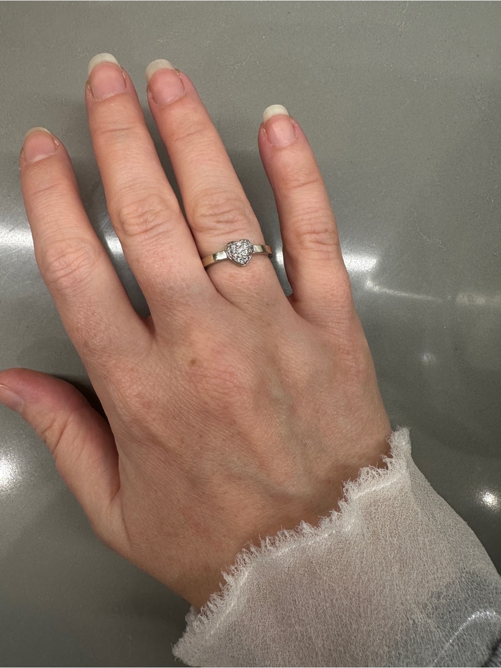 ROBERTO COIN TINY TREASURES PUFFED HEART RING WITH DIAMONDS in 18K White Gold - Picture 2 of 15
